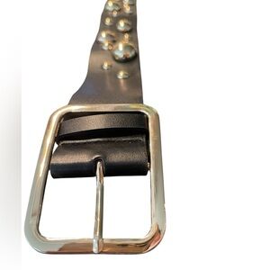 🖤Size S retro Black Belt with Gold Buckle and Studs